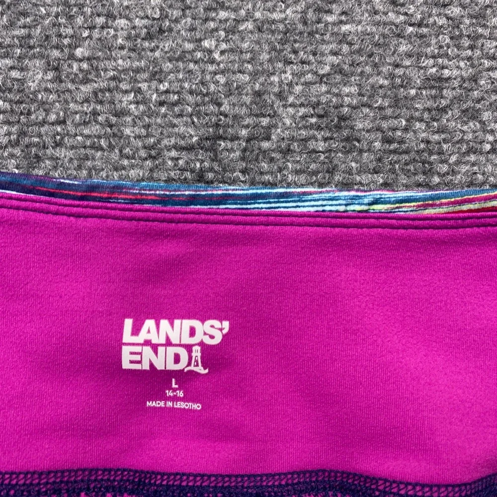 Lands End Womens Space Dye Cropped Leggings Multi Color Active Pants Sz‎ L 14-16
